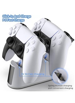 ARNOTEC محطة شحن لوحدة تحكم PS5 بإضاءة RGB، قاعدة شحن سريعة من Yakiter لوحدة تحكم PlayStation 5، مؤشر LED، تصميم قابل للنقر، حماية ذكية آمنة لوحدة تحكم PS5  - Image 3