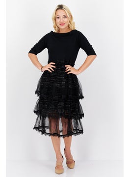 VERO MODA Women Ruffled Midi Dress, Black  - Image 1