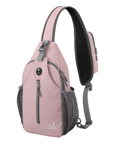 WATERFLY Crossbody Sling Backpack Sling Bag Travel Hiking Chest Bag Daypack (Pink) - Image 1