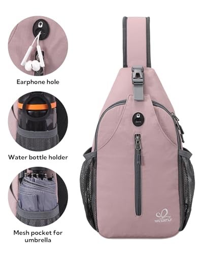 WATERFLY Crossbody Sling Backpack Sling Bag Travel Hiking Chest Bag Daypack (Pink) - Image 4