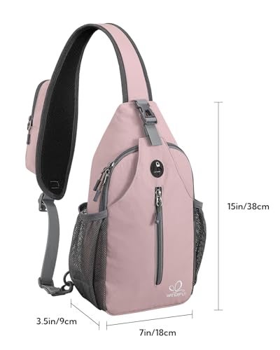 WATERFLY Crossbody Sling Backpack Sling Bag Travel Hiking Chest Bag Daypack (Pink) - Image 3