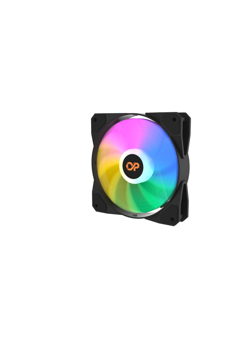 POWER 120mm 3-in-1 Square Frame Fan, ARGB 3-pin LED, Air Balance Curved Blades, Sealed Bearings, 120mm PWM Control for PC Cases and Liquid Coolers (3 Pack) Black  - Image 5