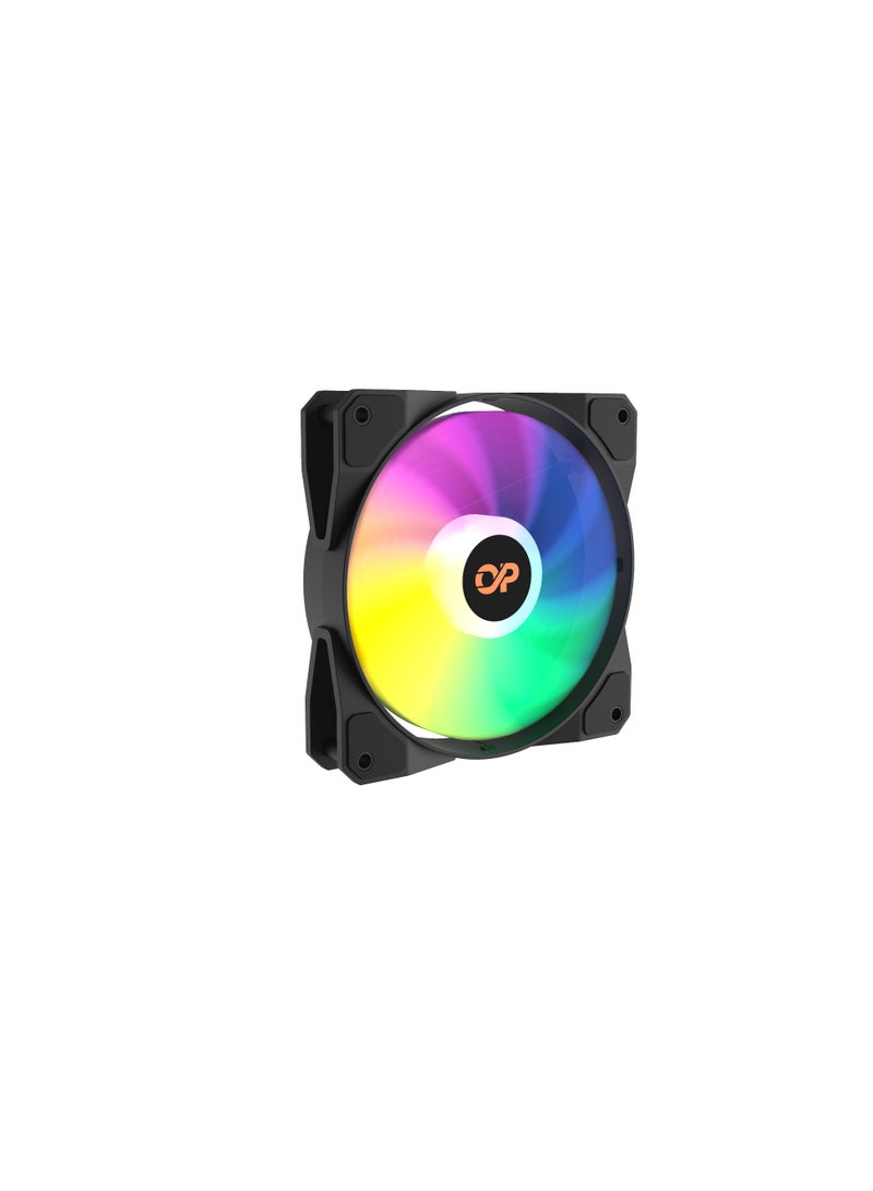 POWER 120mm 3-in-1 Square Frame Fan, ARGB 3-pin LED, Air Balance Curved Blades, Sealed Bearings, 120mm PWM Control for PC Cases and Liquid Coolers (3 Pack) Black  - Image 2