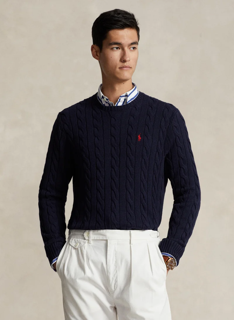 بولو رالف لورين Logo Crew Neck Knitted Sweater