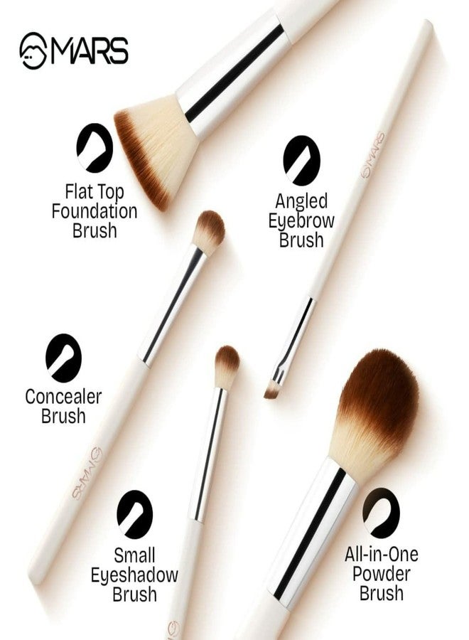 MARS Penta Perfect Set of 5 Makeup Brush Set with Holder | Long-Lasting Soft & Synthetic Bristles | Versatile Use | Precise Application for Face, Eyes & Brows (WHITE) - Image 3
