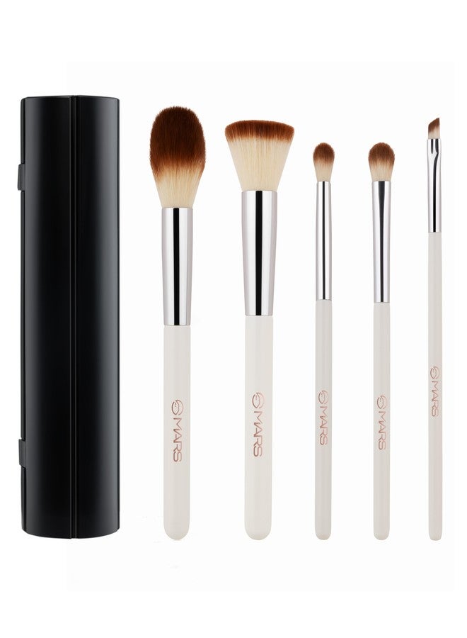 MARS Penta Perfect Set of 5 Makeup Brush Set with Holder | Long-Lasting Soft & Synthetic Bristles | Versatile Use | Precise Application for Face, Eyes & Brows (WHITE) - Image 1