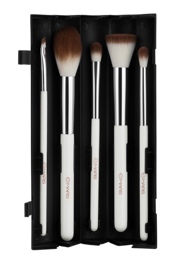 MARS Penta Perfect Set of 5 Makeup Brush Set with Holder | Long-Lasting Soft & Synthetic Bristles | Versatile Use | Precise Application for Face, Eyes & Brows (WHITE) - Image 2