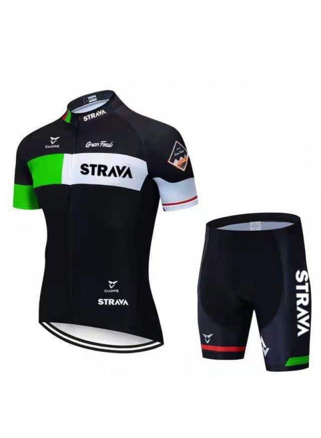Summer Cycling Suit Short Sleeve Suit Strava Men's And Women's Mountain Bike Sports Equipment Quick-drying And Breathable