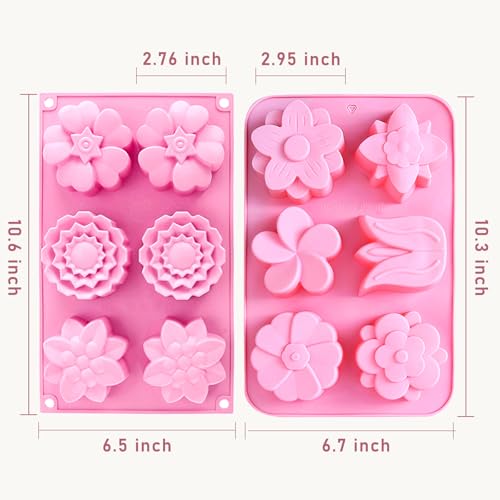 ROTATE COLOR Silicone Soap Molds, different Cavities Soap Mold with Different Shapes, Perfect for Soap Making, Handmade Cake Chocolate Desserts Biscuit Pudding Teacake Jelly （3 Pack - Flower） - Image 5