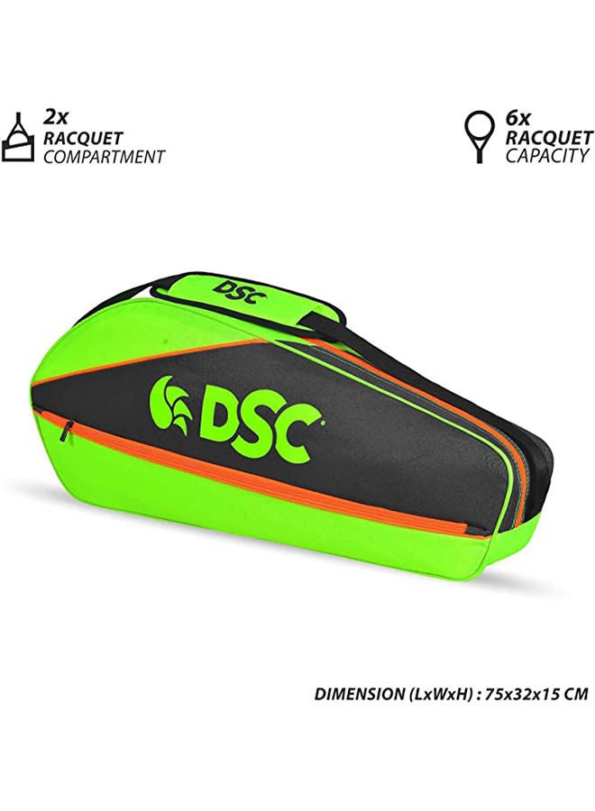 DSC Badminton Kit Bag | Size: Large | Material: Polyester | For Men & Boys | One main compartment | Designed to hold 6 racquets | Various divisions for extra grip, strings, and accessories | Adjustable Shoulder Straps - Image 5