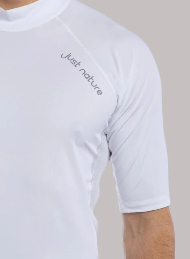 جاست نيتشر راشغارد أبيض صلب بأكمام قصيرة سريع الجفاف