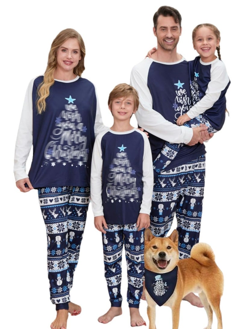 TAPIT Christmas Family Matching Pajamas Classical Nightwear Sleepwear Sets Long Sleeve Pjs for for Adults Kids and Baby Holiday Xmas Sleepwear Set (Dog scarf) - Image 1