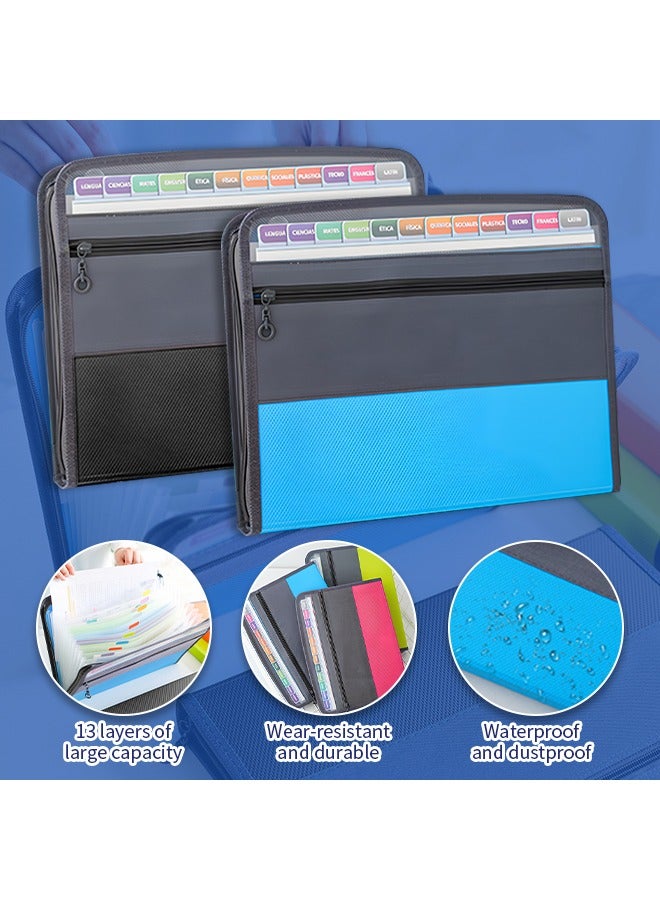 A4 Accordion Folder Organizer Expanding File Folder Waterproof Zipper Bag 13 Pockets Document Pouch File Bags for Travel Storage, School Supplies, Office Appliances - Image 3