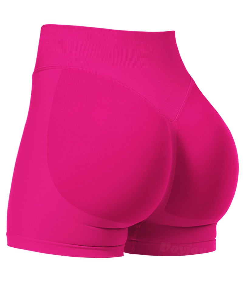 VOYJOY Women Workout Impact Shorts 2.5"/ 3.6"/ 4.5"/ 6" Scrunch Butt Lifting Gym Seamless Booty Biker Shorts Rose - Image 1