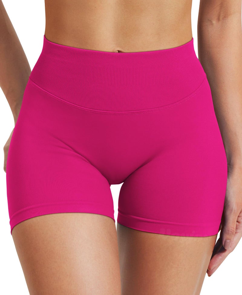 VOYJOY Women Workout Impact Shorts 2.5"/ 3.6"/ 4.5"/ 6" Scrunch Butt Lifting Gym Seamless Booty Biker Shorts Rose - Image 3