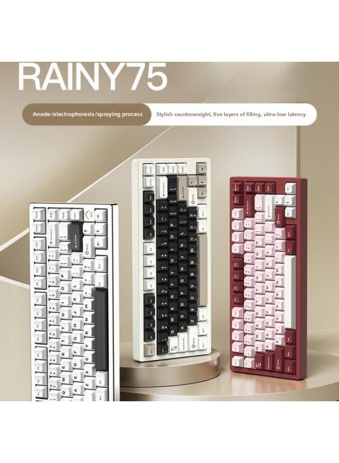 Aluminum Tuotuo Mechanical Keyboard Customized Computer Wireless Bluetooth Three-mode Gaming E-sports Huihang-Color:Ziwei Axis (hmx) - Night Black - Anode [rgb Three-mode] Mirror Gradient Backplane - Yes - Official Standard