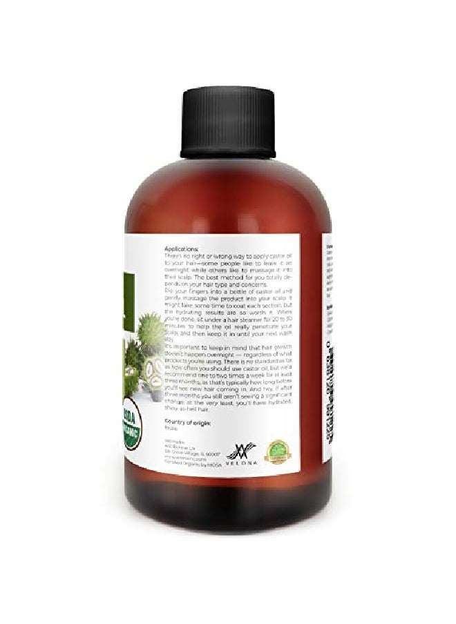 velona - USDA Certified Organic Castor Oil 4 oz (With Dropper) | For Hair Boost Eyelashes Eyebrows | Cold pressed l Oil USP Grade | Hexane Free Lash Growth Serum Caster Oil Cap Kit - Image 1