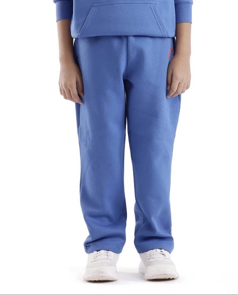 رير ونز Rare Ones Kids Lint Blue Cotton Solid Drawstring Closure Regular Fit Trackpant