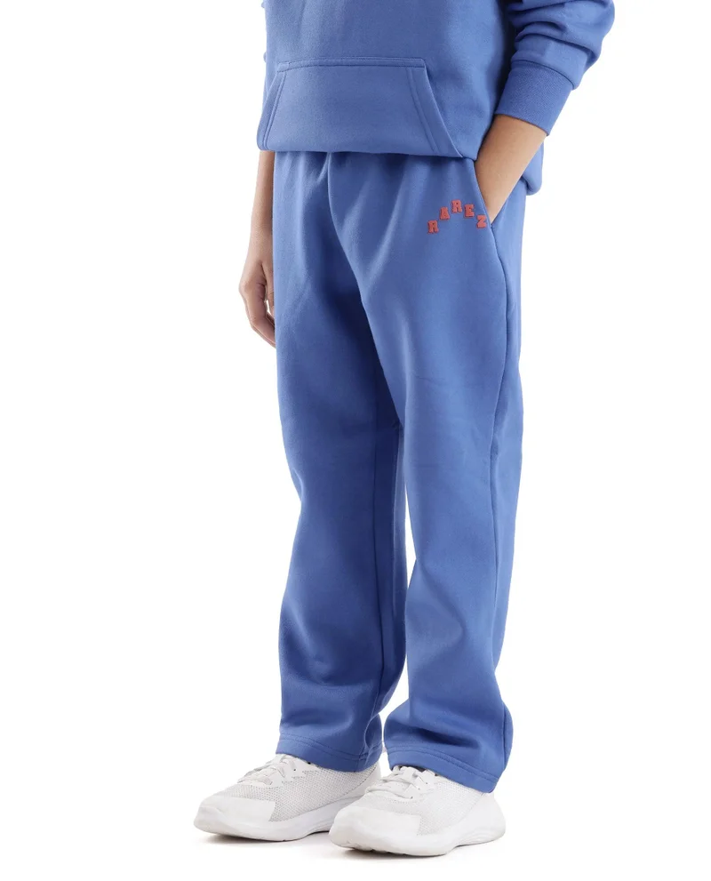 Rare Ones Rare Ones Kids Lint Blue Cotton Solid Drawstring Closure Regular Fit Trackpant