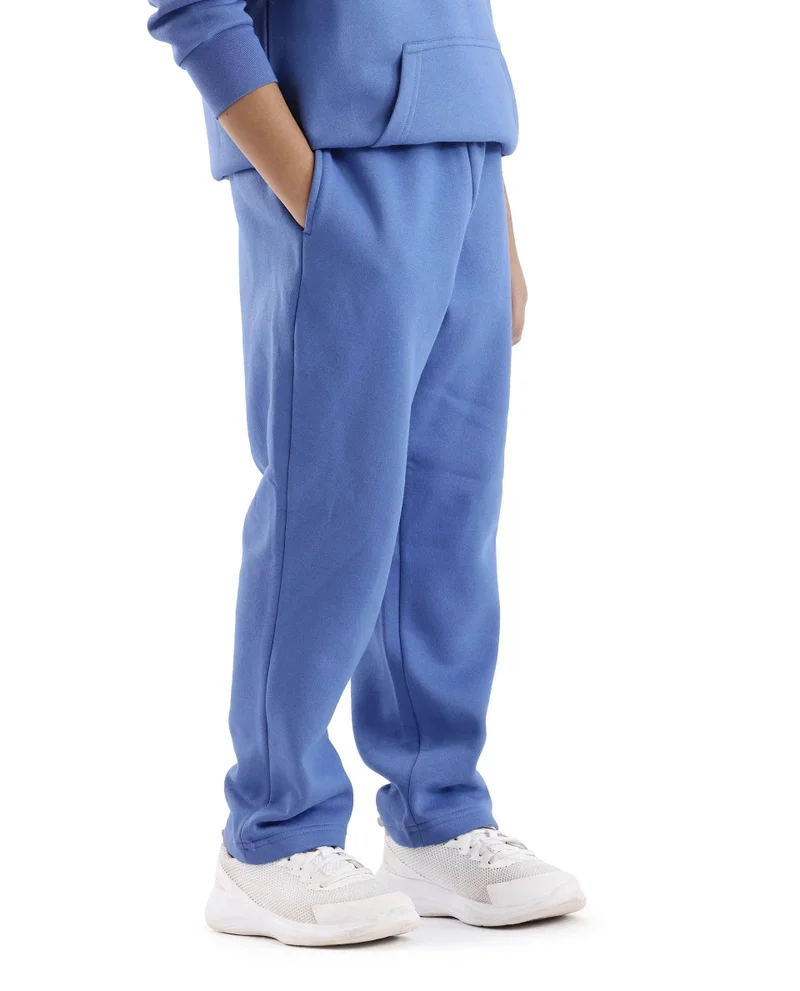 Rare Ones Rare Ones Kids Lint Blue Cotton Solid Drawstring Closure Regular Fit Trackpant