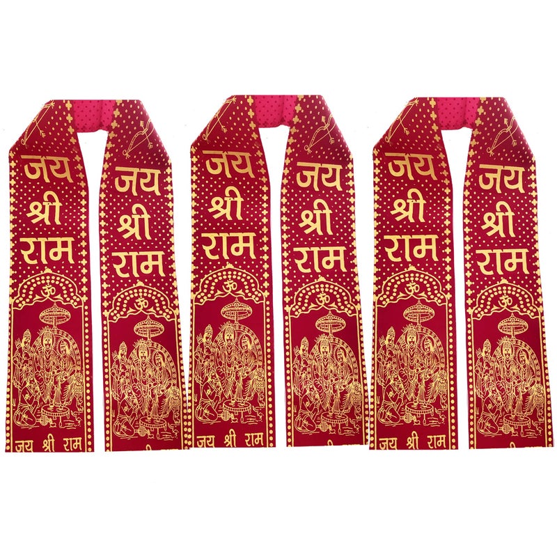 AYOSHRI® Velvet Clothing Jai Shree Ram Dupatta/Chunni/Patka For Men, Women, Boys & Girls Pack Of 3 - Image 5