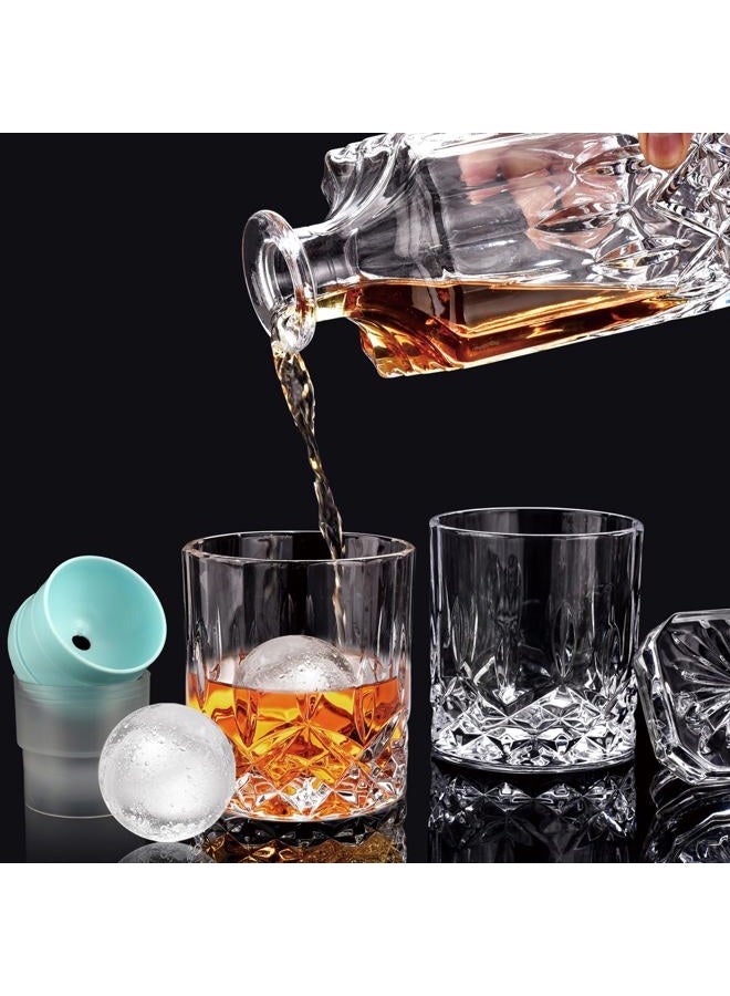 QUMMFA Gift For Men, Crystal Whiskey Decanter 25oz, 4*Whiskey Glasses & 4*Silicone Ice Mold, Lead-Free Decanter Set for Whiskey, Bourbon, Scotch, Anniversary Christmas Gifts for Dad, Husband, Whiskey Lovers - Image 3