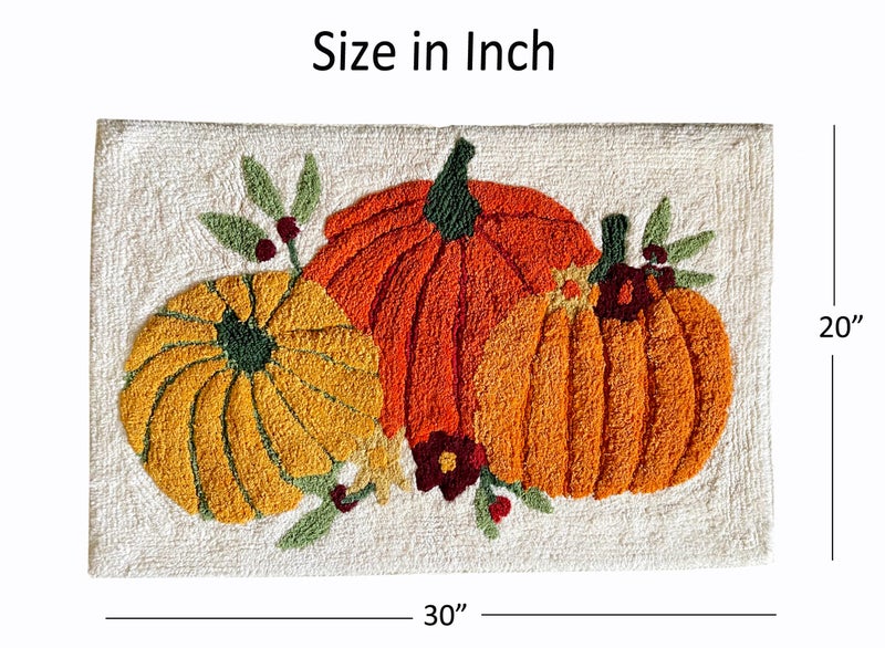 KEMA Soft 100% Cotton Halloween Pumpkin-Style Regular Use Rectangular Spa Mat Rug Plush Water Absorbent  Decorative Border - for Bathroom Vanity  Bathtub/Shower - Machine Washable - 1 Pack - Image 5