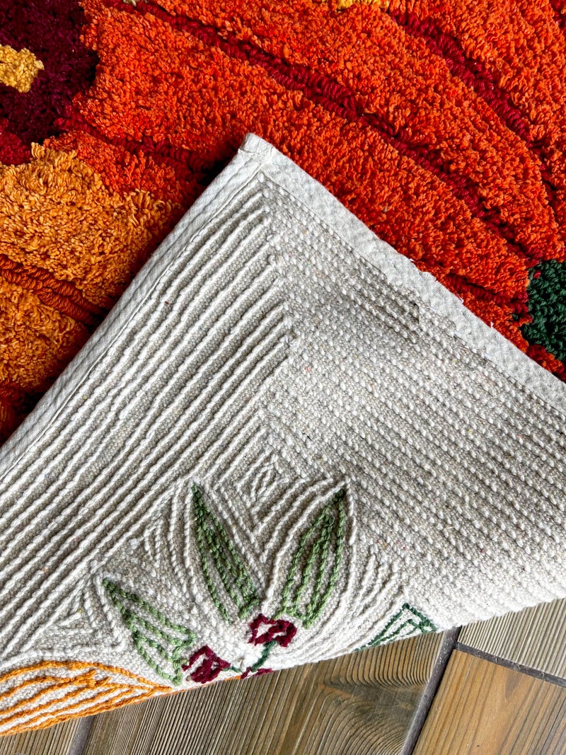 KEMA Soft 100% Cotton Halloween Pumpkin-Style Regular Use Rectangular Spa Mat Rug Plush Water Absorbent  Decorative Border - for Bathroom Vanity  Bathtub/Shower - Machine Washable - 1 Pack - Image 4
