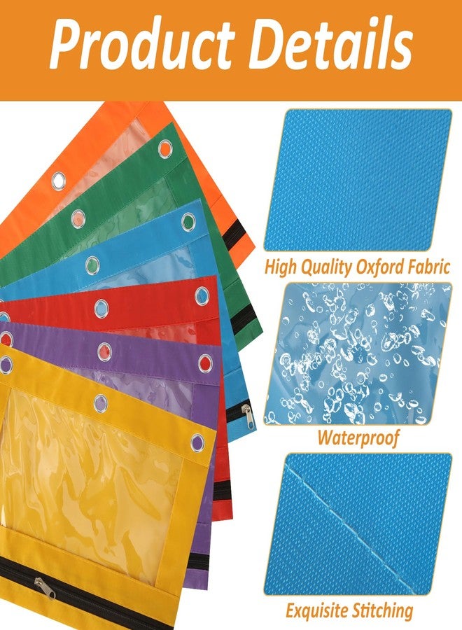 LOLYSIC 30 Pack Pencil Pouch for 3 Ring Binder, 6 Color Binder Pencil Pouch Bulk, 3-Holes Zipper Pencil Pouches with Clear Window for Office College Supplies, 10 x 7 Inch - Image 3