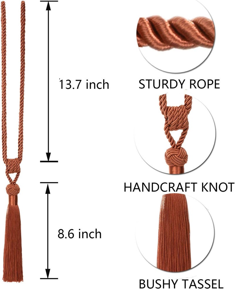BEL AVENIR Curtain Tiebacks Hand-Woven Holdbacks Home Decorative Tassels Tiebacks (Orange, 4 Pack) - Image 3