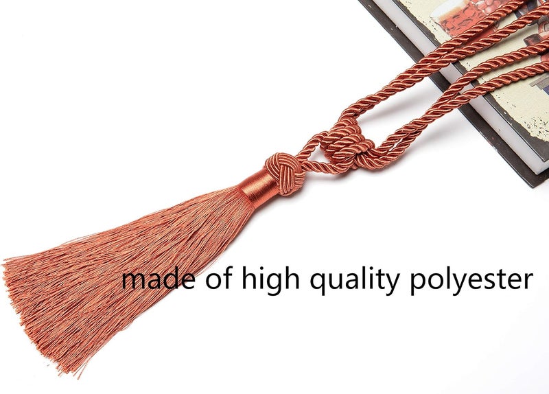 BEL AVENIR Curtain Tiebacks Hand-Woven Holdbacks Home Decorative Tassels Tiebacks (Orange, 4 Pack) - Image 4