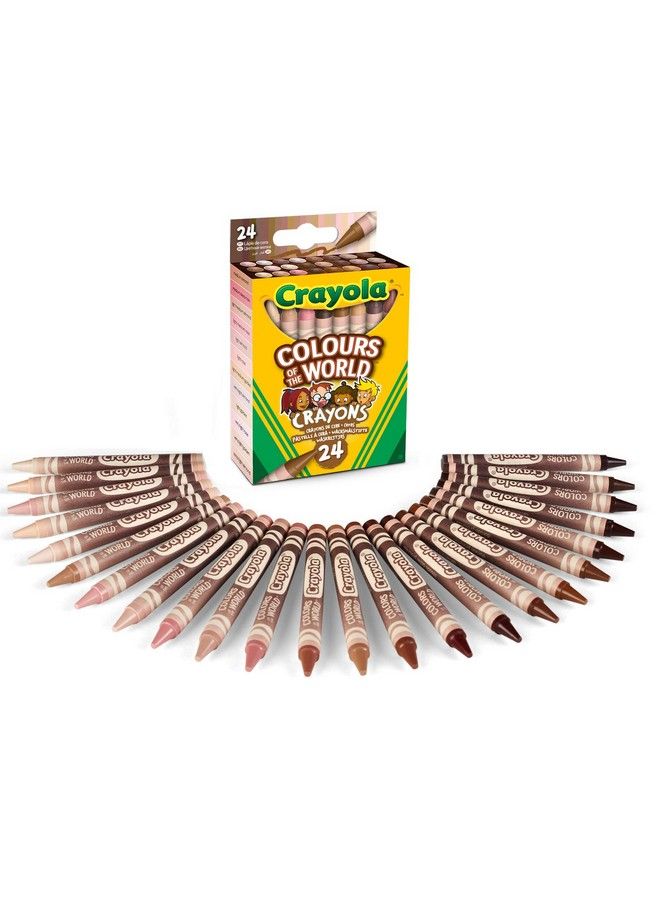 Crayola Colours Of The World Wax Colouring Crayons Assorted Colours (Pack Of 24) ; Colours That Represent Skin Tones From Around The World ; Ideal For Kids Aged 3+ - Image 1
