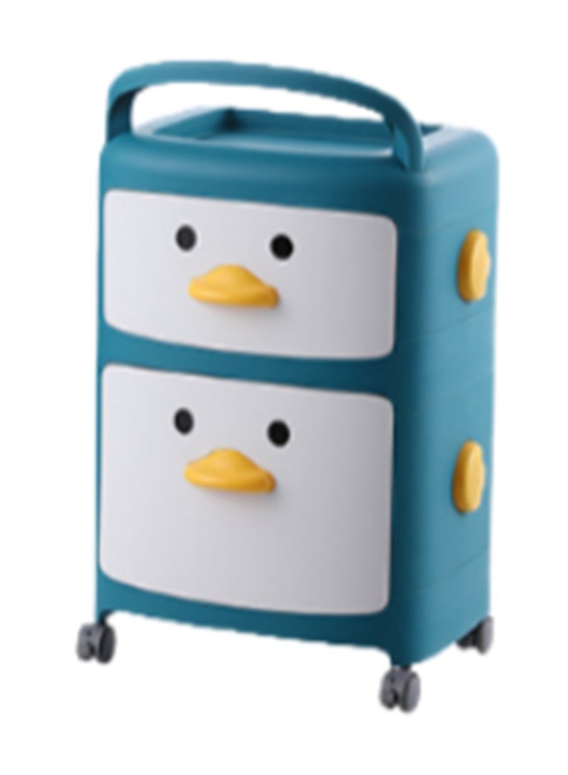 Kids Toys Storage Organizer, 2 Tier Plastic Baby Storage Bins with Wheels and Handle, Toddler Bedroom Furniture Snacks Boxes Toys Bins for Kids Boys Girls (2 Tier-519, Blue) - Image 2