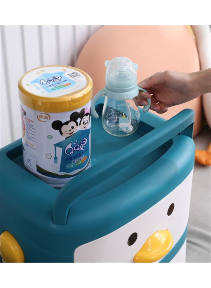 Kids Toys Storage Organizer, 2 Tier Plastic Baby Storage Bins with Wheels and Handle, Toddler Bedroom Furniture Snacks Boxes Toys Bins for Kids Boys Girls (2 Tier-519, Blue) - Image 5