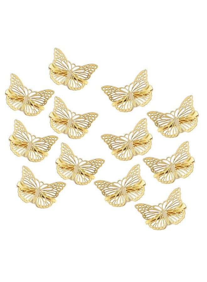 OBTANIM Butterfly Hair Clips 12 Pcs Cute Metal Butterfly Hair Claw Pins Barrettes Accessories For Girls And Women (Gold) - Image 2