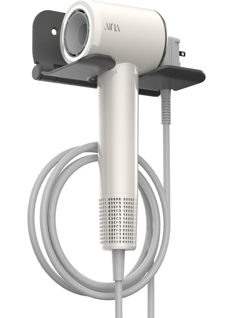 Aina Hair Dryer Holder Wall Mount, Foldable Wall Hair Tool Organizer for Bedroom & Bathroom, Multi-Functional Hair Dryer Rack - Image 3