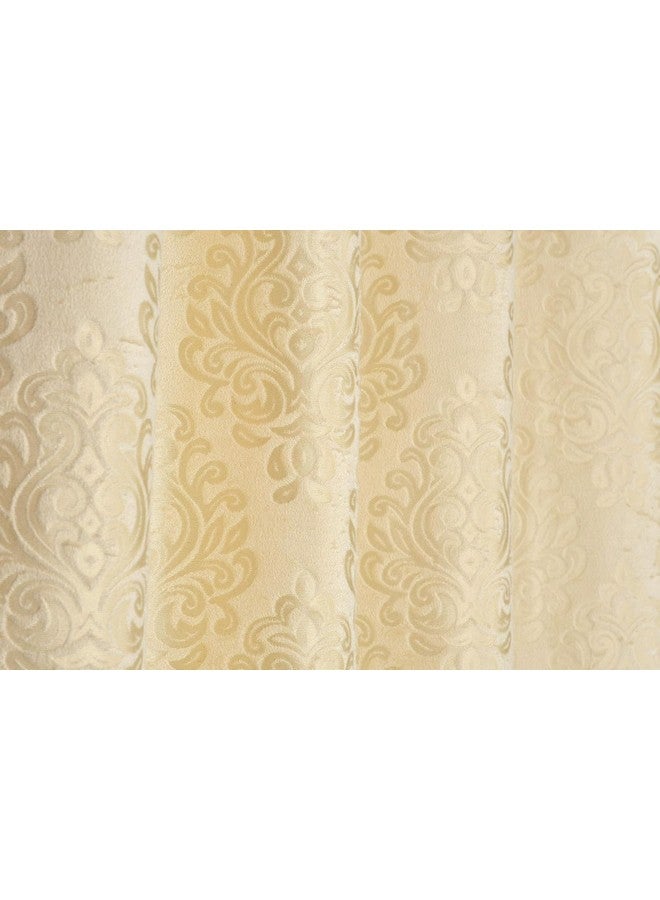 بوراف لايت ستائر باب Purav Light Suede Velvet Embossed بطول 7 أقدام لغرفة المعيشة وغرفة النوم، كريمي، مجموعة من قطعتين - Image 2