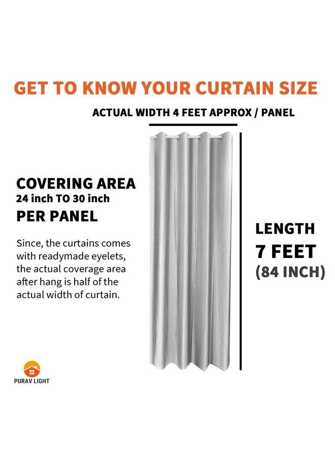 بوراف لايت ستائر باب Purav Light Suede Velvet Embossed بطول 7 أقدام لغرفة المعيشة وغرفة النوم، كريمي، مجموعة من قطعتين - Image 5