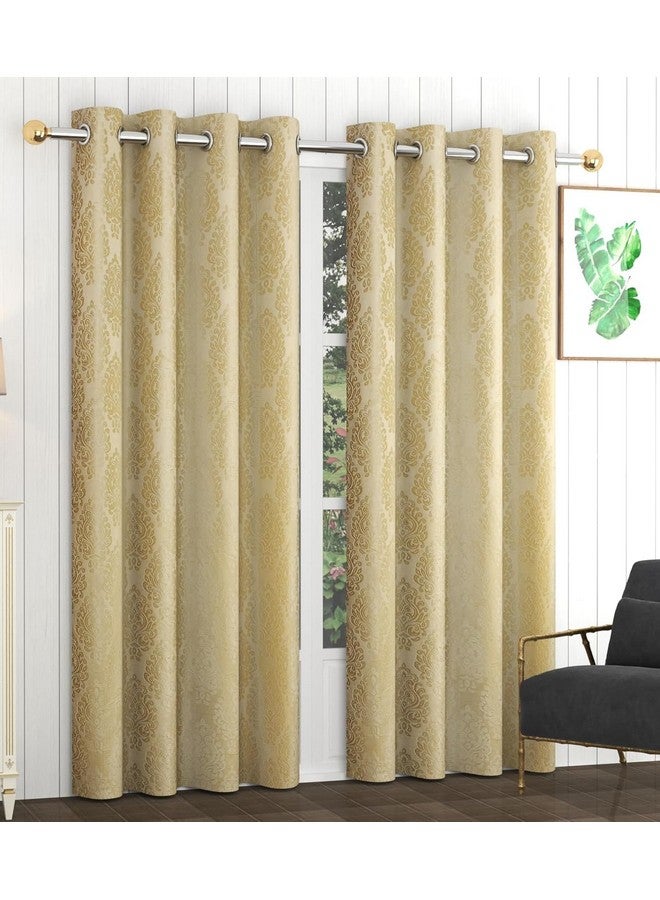 بوراف لايت ستائر باب Purav Light Suede Velvet Embossed بطول 7 أقدام لغرفة المعيشة وغرفة النوم، كريمي، مجموعة من قطعتين - Image 4