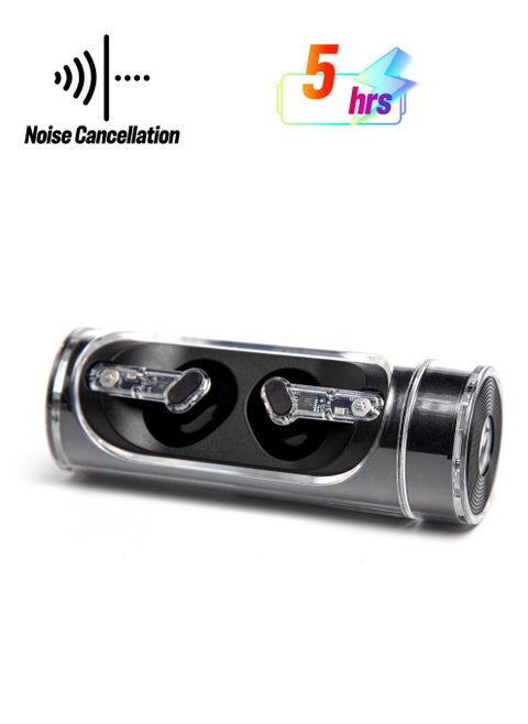 Wireless headphones, bluetooth touch noise cancellation, high sound quality, invisible waterproof, running, black, for iPhone, Android