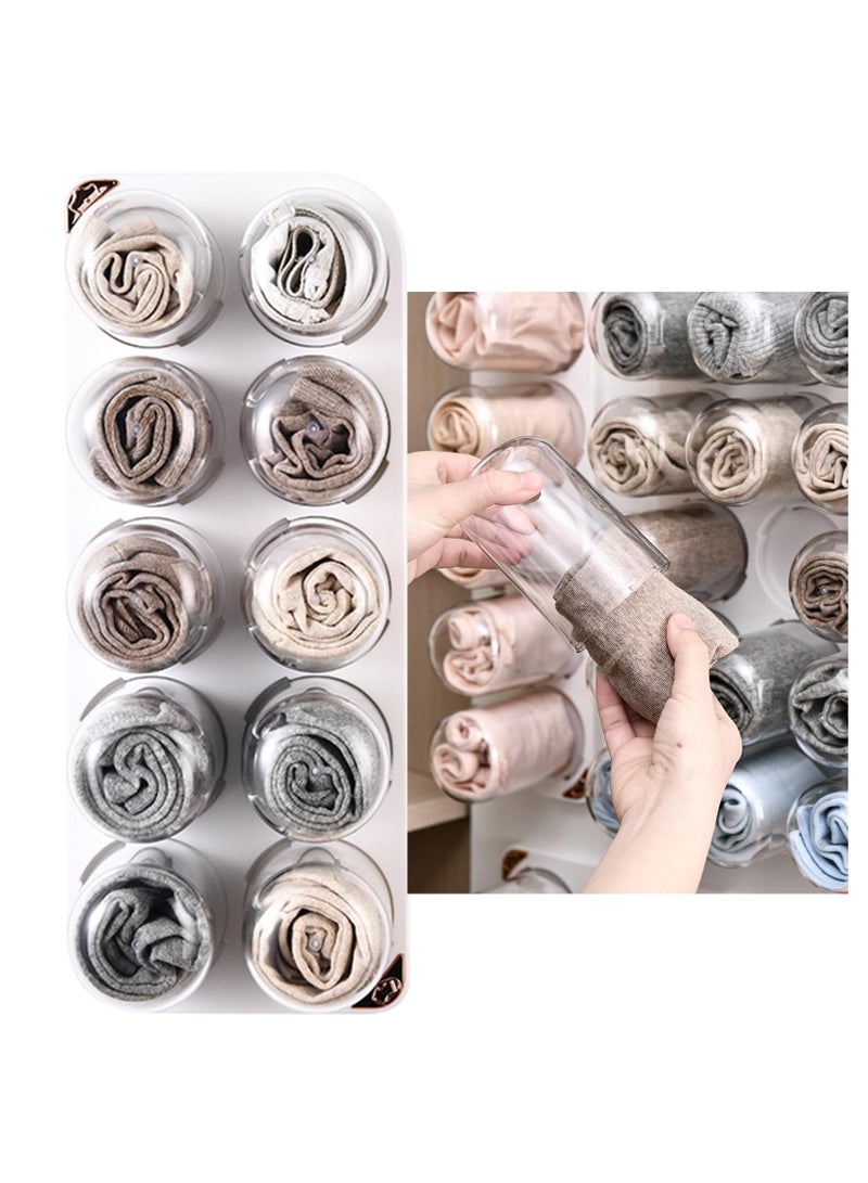 سيوسي منظم تخزين كبسولات مثبت على الحائط من SYOSI، منظم خزانة ملابس بلاستيكي شفاف للملابس الداخلية، حزام - منظم جوارب الوشاح (صف مزدوج) - Image 1