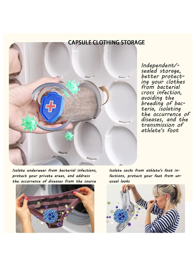 سيوسي منظم تخزين كبسولات مثبت على الحائط من SYOSI، منظم خزانة ملابس بلاستيكي شفاف للملابس الداخلية، حزام - منظم جوارب الوشاح (صف مزدوج) - Image 2