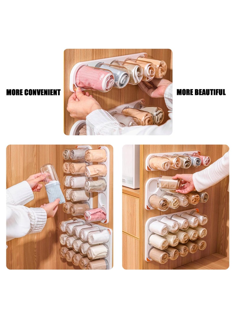 سيوسي منظم تخزين كبسولات مثبت على الحائط من SYOSI، منظم خزانة ملابس بلاستيكي شفاف للملابس الداخلية، حزام - منظم جوارب الوشاح (صف مزدوج) - Image 3