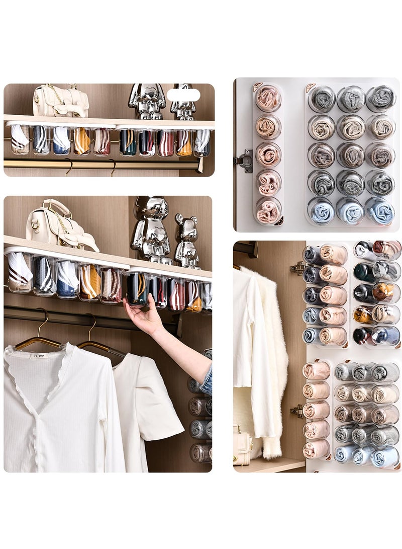 سيوسي منظم تخزين كبسولات مثبت على الحائط من SYOSI، منظم خزانة ملابس بلاستيكي شفاف للملابس الداخلية، حزام - منظم جوارب الوشاح (صف مزدوج) - Image 4