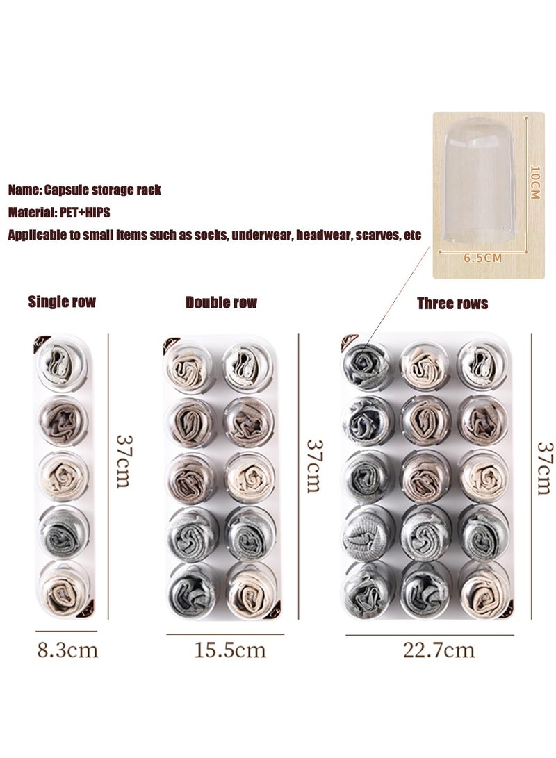 سيوسي منظم تخزين كبسولات مثبت على الحائط من SYOSI، منظم خزانة ملابس بلاستيكي شفاف للملابس الداخلية، حزام - منظم جوارب الوشاح (صف مزدوج) - Image 5