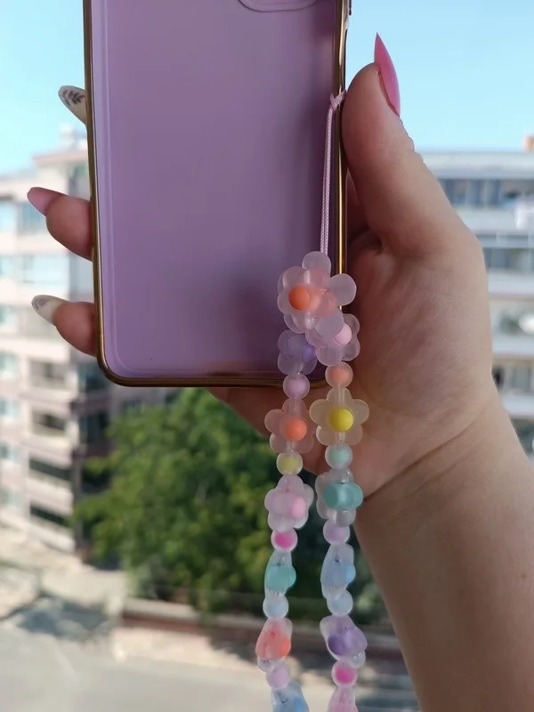 Efna Store Colorful Ice Beaded Phone Charm, Phone Bracelet Accessory