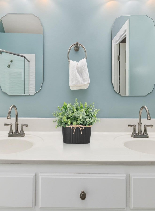 داهي نباتات الأوكالبتوس الاصطناعية من داهي، نباتات داخلية مزيفة لتزيين المنزل الريفي، نباتات مزيفة في أصص مستطيلة ريفية، قطعة مركزية للطاولة، مناسبة للحمام وغرفة الغسيل وغرفة المعيشة، ديكور أخضر، أسود - Image 4