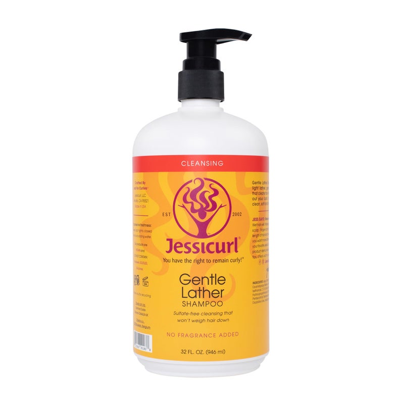 Jessicurl, Gentle Lather Shampoo, No Fragrance Added, 32 Fl oz. Cleansing Curly Hair Shampoo, Vegan, Sulfate Free Shampoo