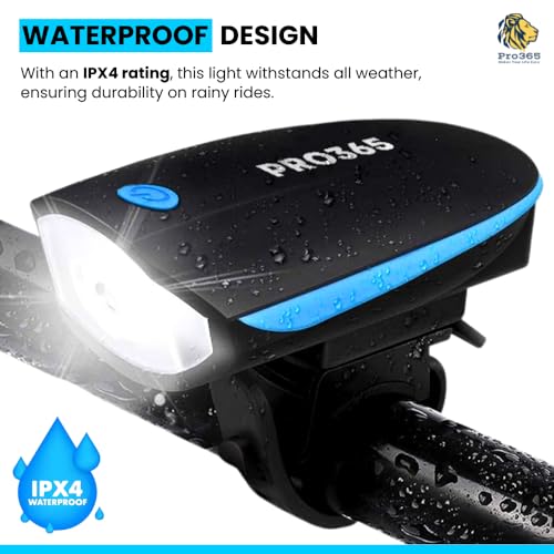 PRO365 USB Rechargeable Bicycle LED Light Set – 250 Lumens Front Bike Headlight & Rear Safety Tail Light | 3 Lighting Modes | Waterproof Cycling Lights | Easy Mount Bike Accessories | 1 Year Warranty - Image 3