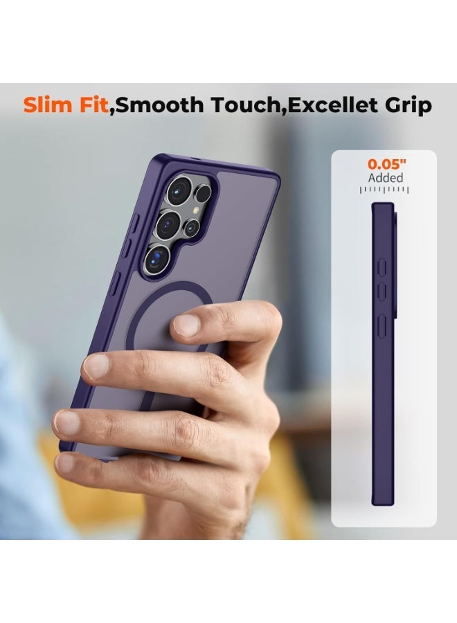 Magnetic for Samsung Galaxy S25 Ultra Case Matte Purple, S25 Ultra Phone Case Compatible with MagSafe Frosted Translucent Shockproof Anti-Scratch Slim Fit Case Military Grade Protection (Matte Purple) - Image 2